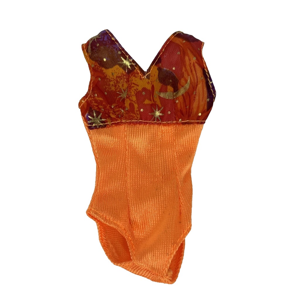 Vintage Barbie Swimsuit Orange One Piece Celestial Moon Stars